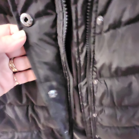 Womens Reitmans Black Puffer Winter Coat w Faux Fur Hood Size L - Picture 7 of 10